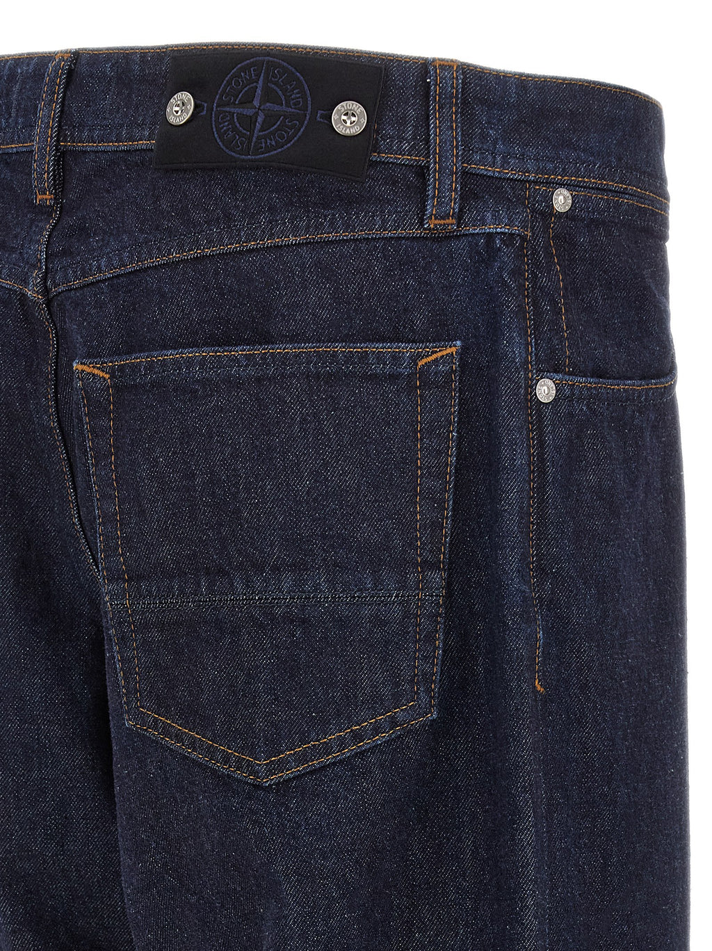 Blue Cotton Straight-Leg Jeans