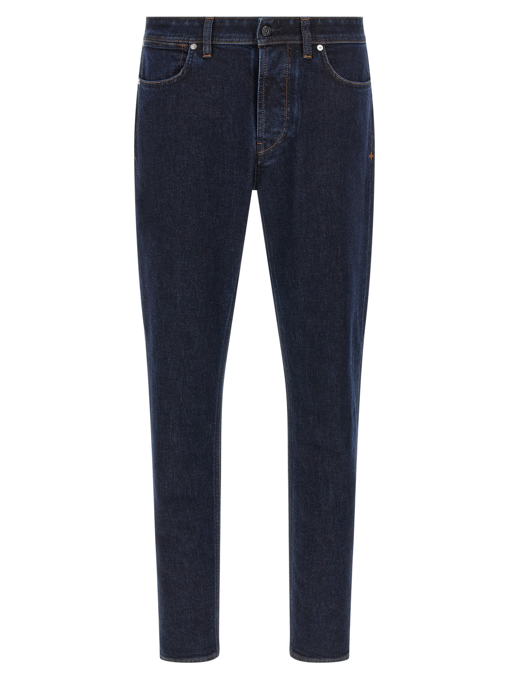 Blue Cotton Straight-Leg Jeans