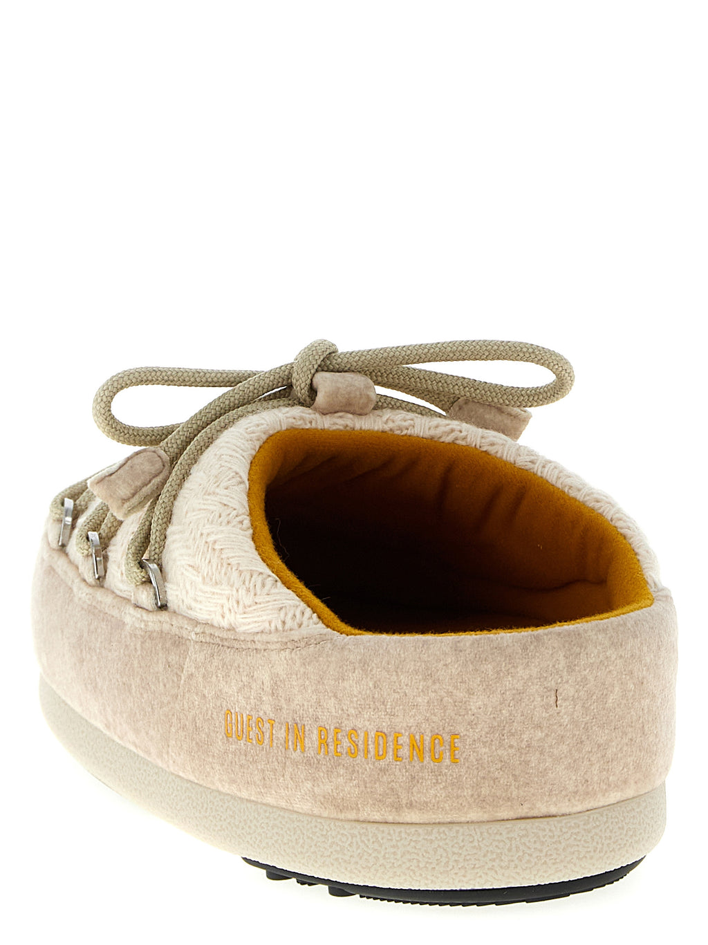 Beige Polyester Flat Boots