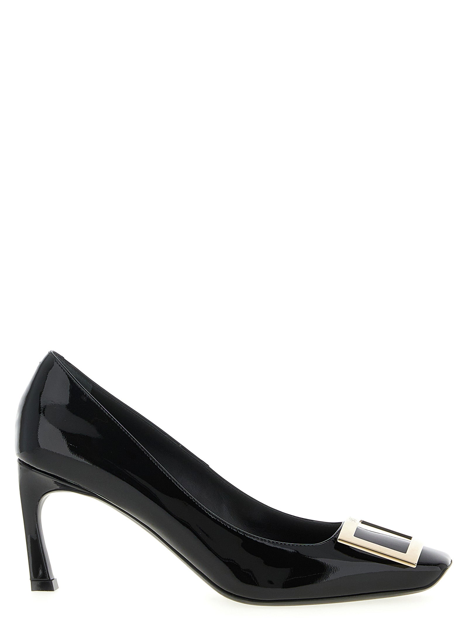 Black Calfskin Mid Heel Pumps
