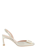 White Calfskin Mid Heel Pumps