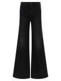 Black Cotton Flared Jeans