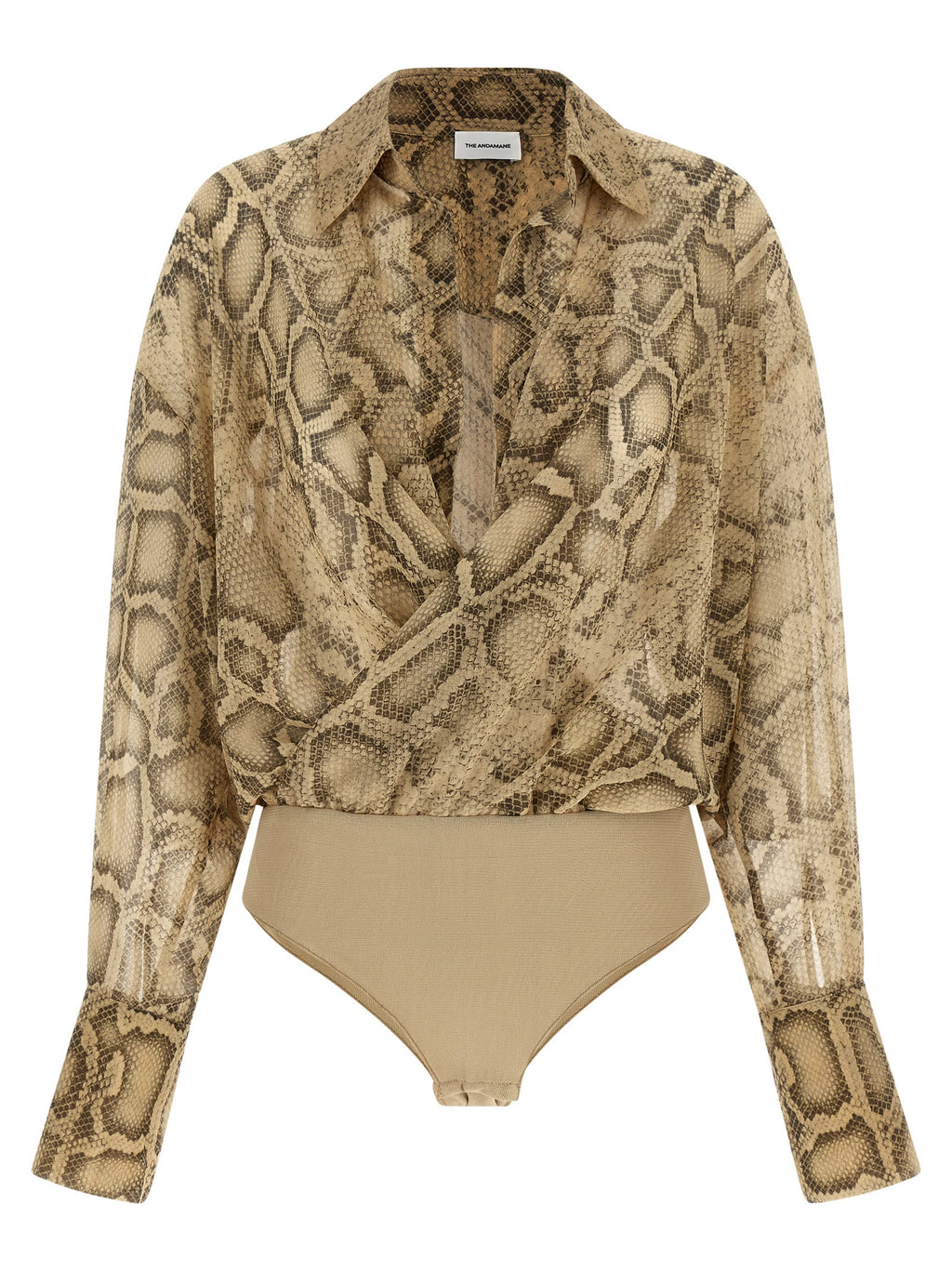 Beige Polyester Bodysuit