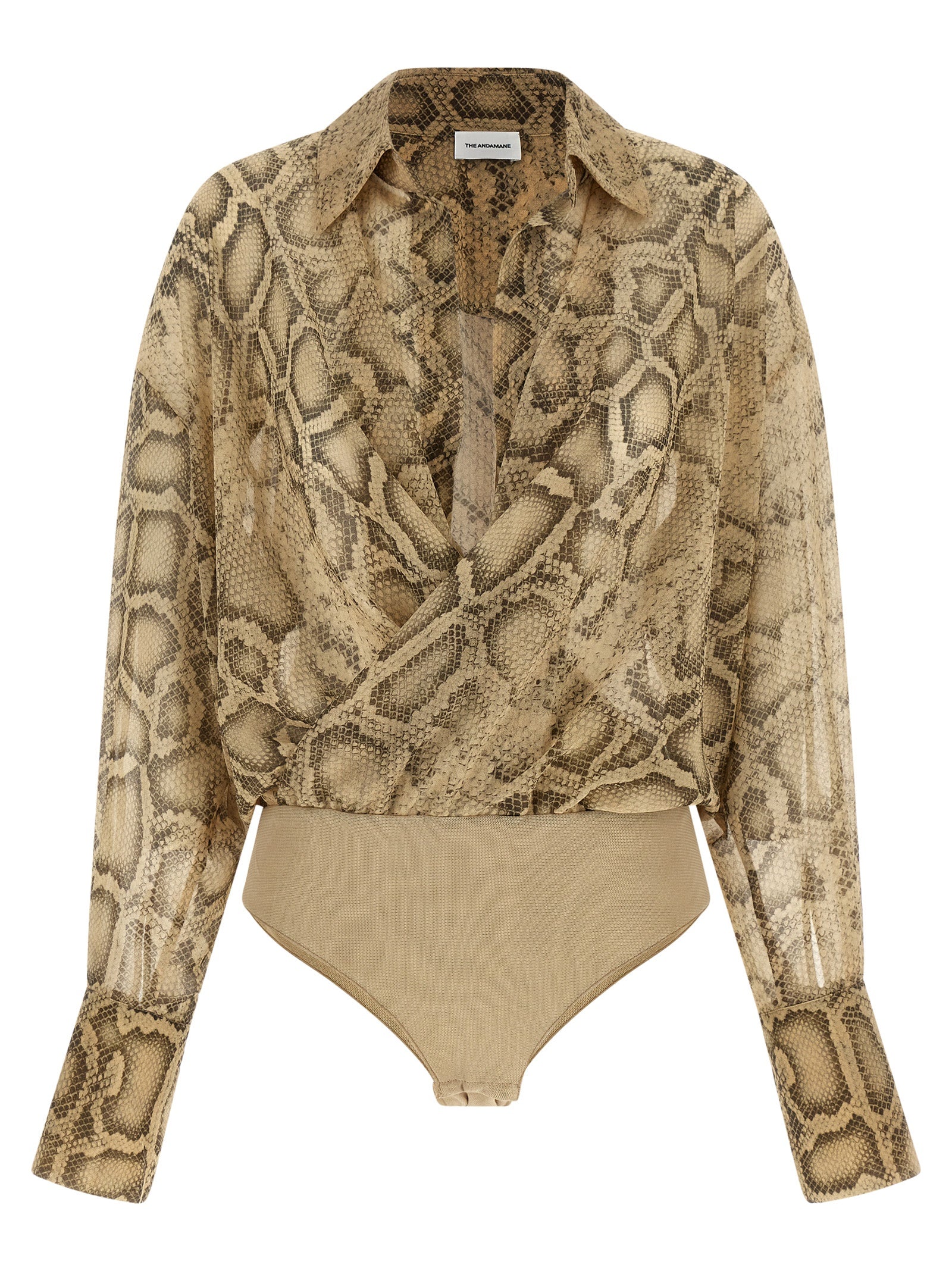 Beige Polyester Bodysuit