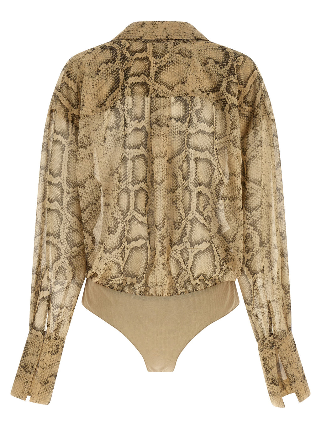 Beige Polyester Bodysuit