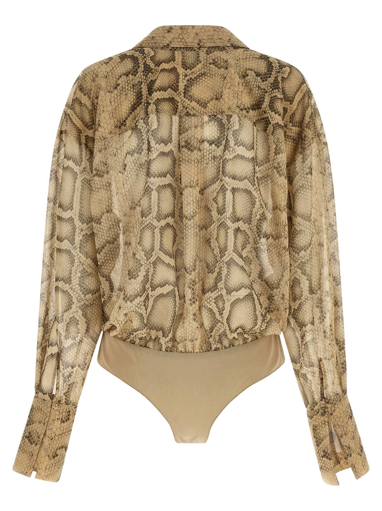 Beige Polyester Bodysuit