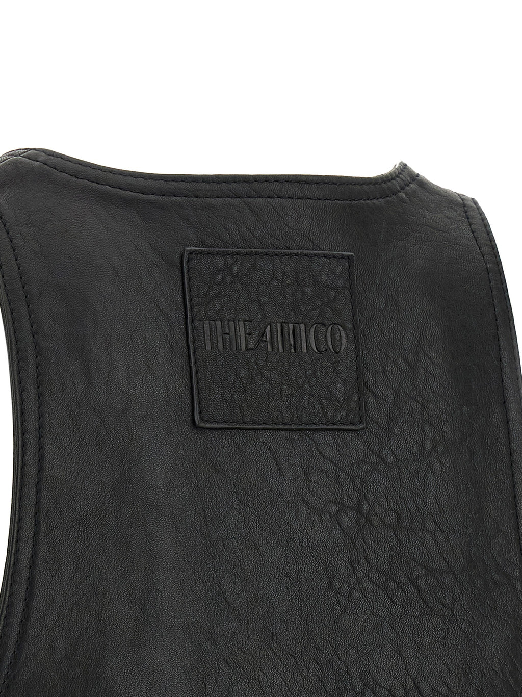 Black Lamb Leather Sleeveless Jacket