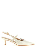 White Polyethylene Mid Heel Pumps