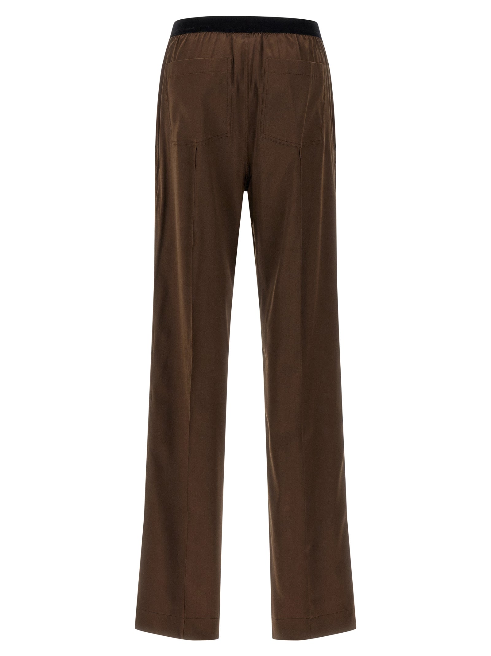 Brown Silk Casual Pants