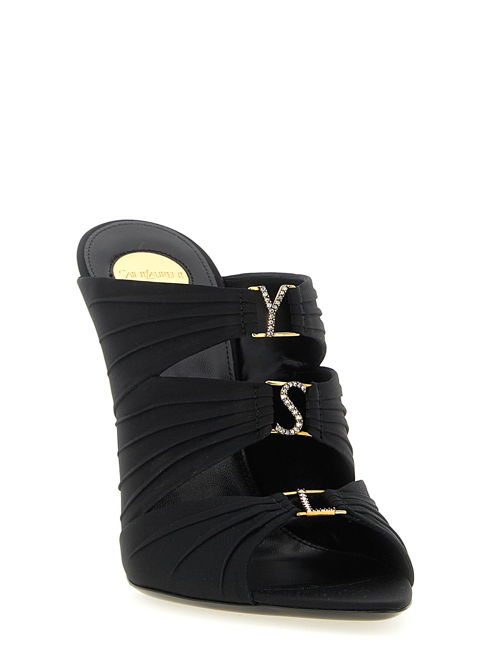 Black Viscose Stiletto Heel Sandals