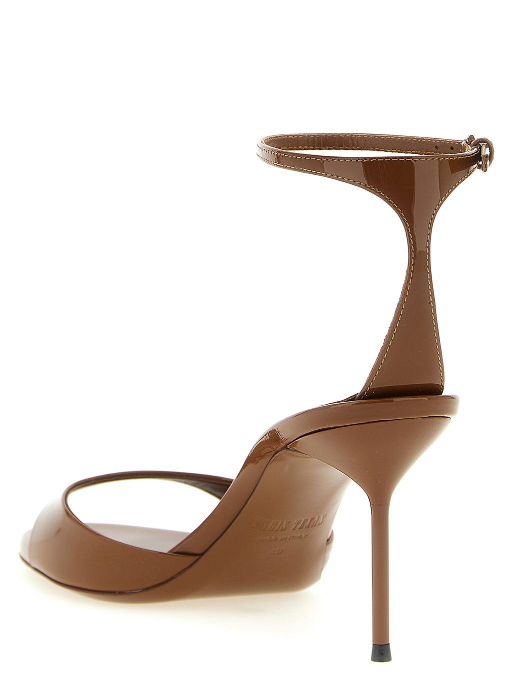 Brown Calfskin Stiletto Heel Sandals