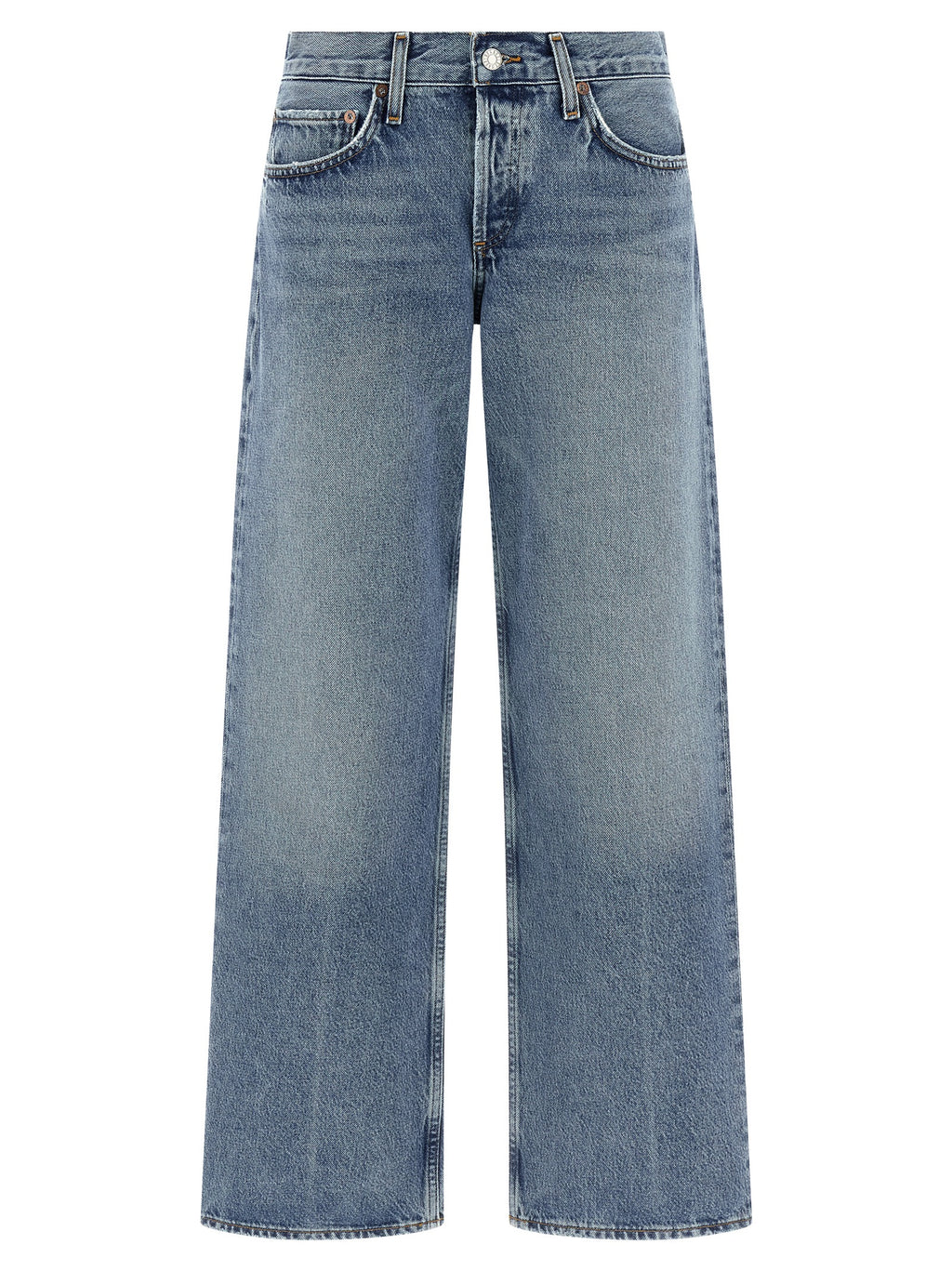 Blue Cotton Straight-Leg Jeans