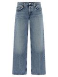 Blue Cotton Straight-Leg Jeans