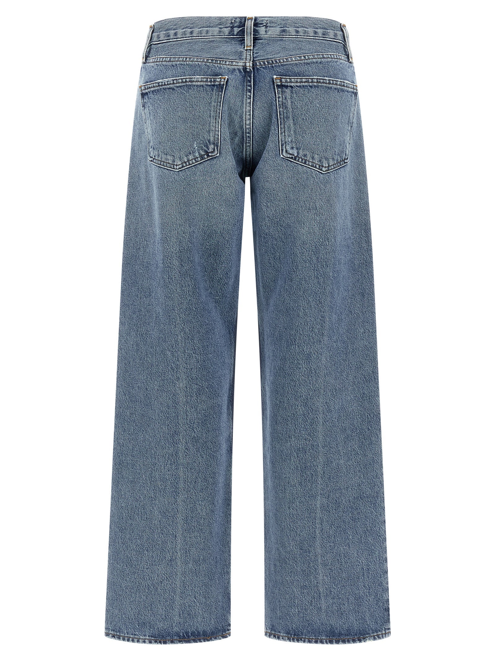 Blue Cotton Straight-Leg Jeans