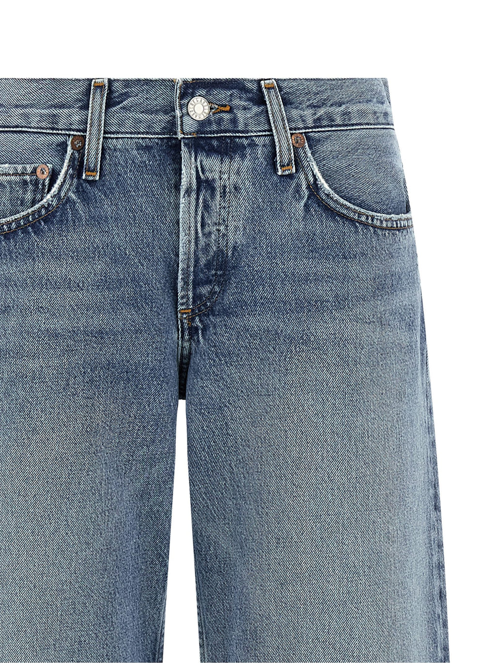 Blue Cotton Straight-Leg Jeans
