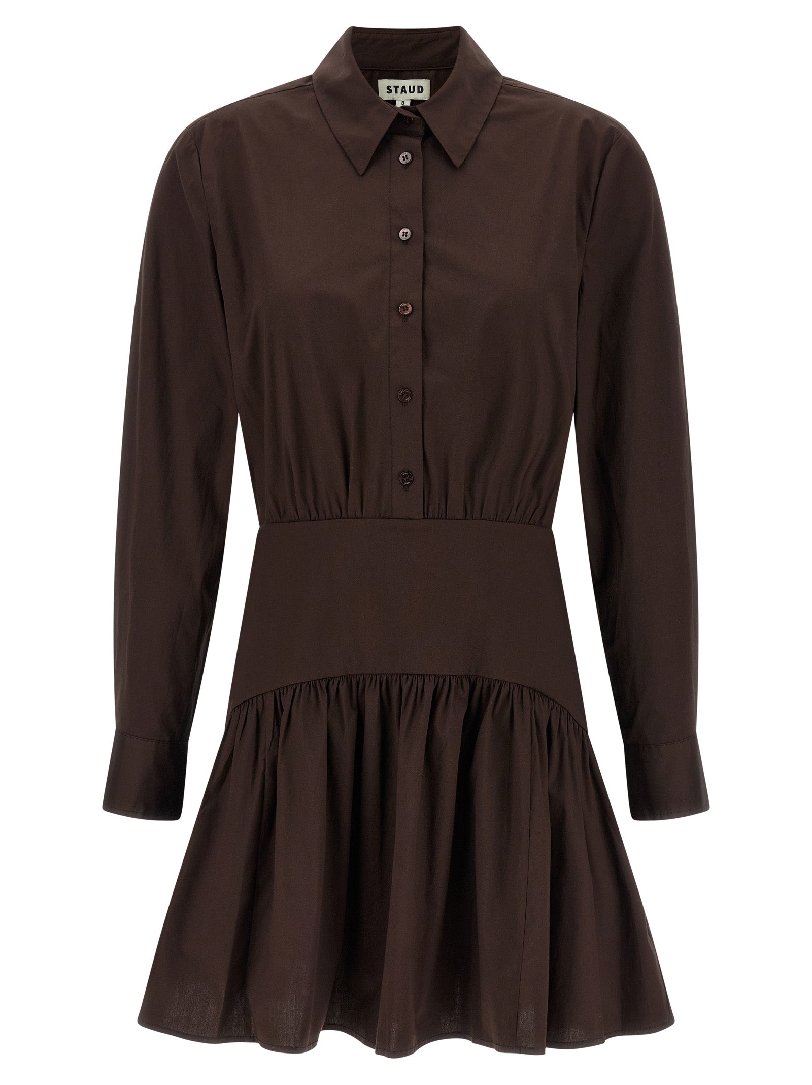 Brown Cotton Short Dress