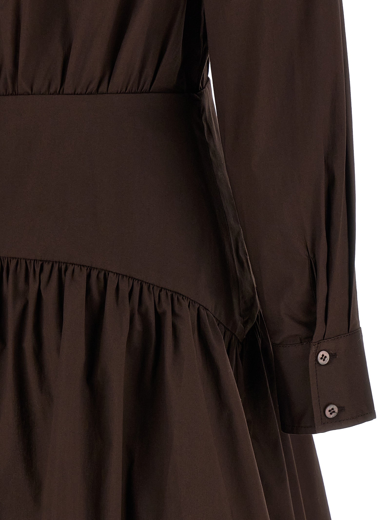 Brown Cotton Short Dress