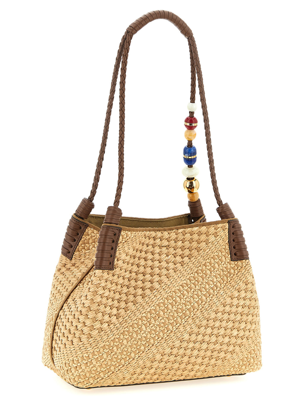 Beige Viscose Tote Bag