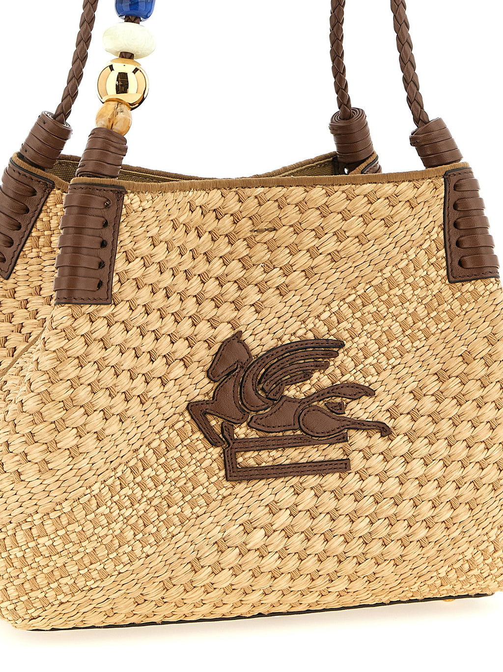 Beige Viscose Tote Bag