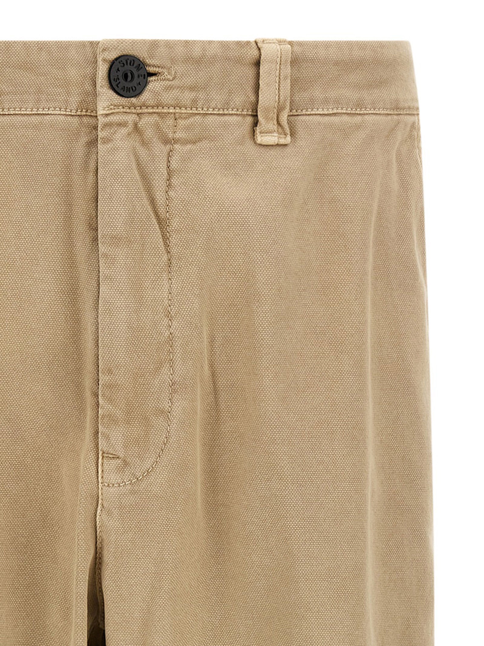 Beige Cotton Casual Pants