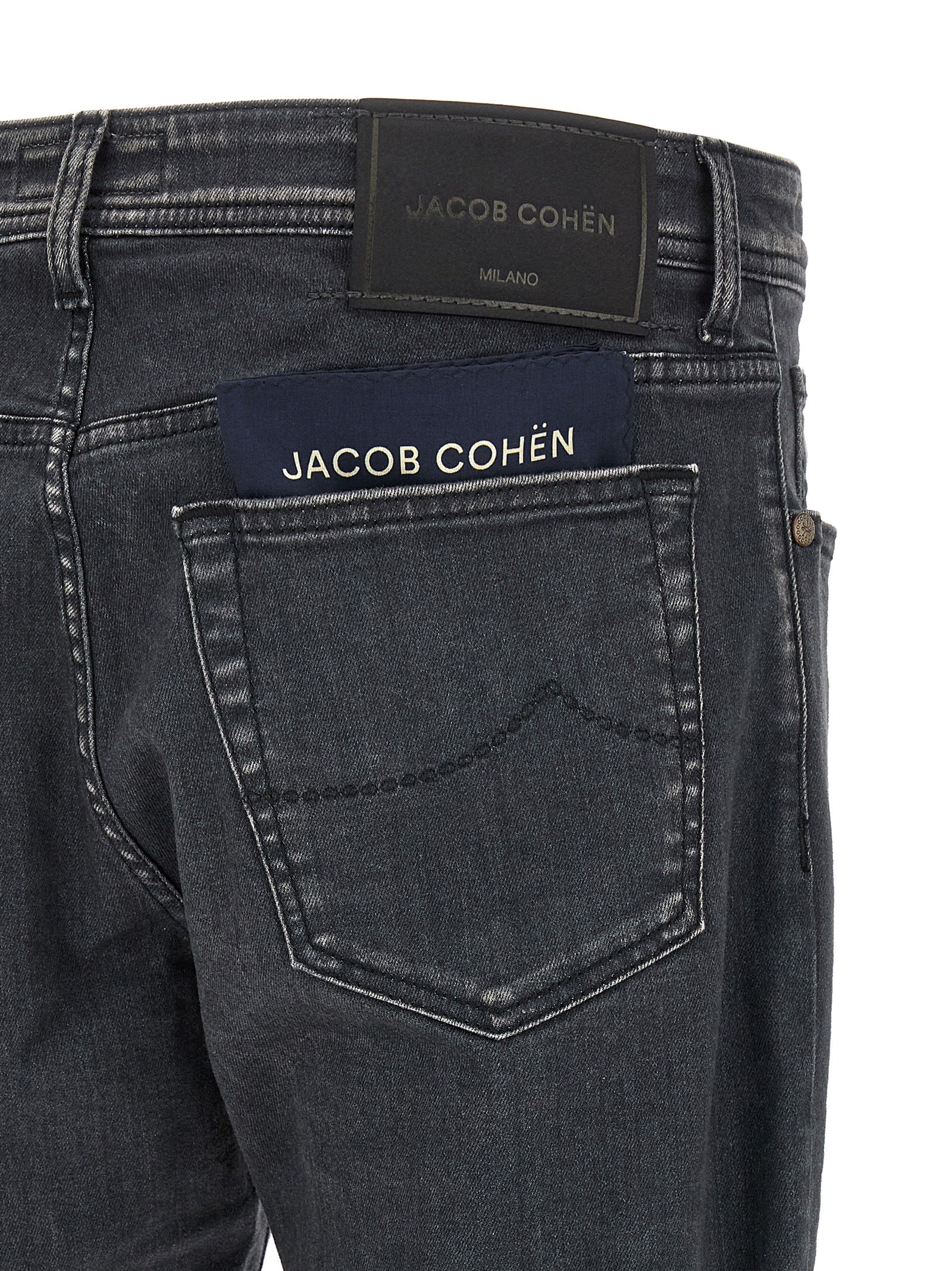 Gray Cotton Straight-Leg Jeans