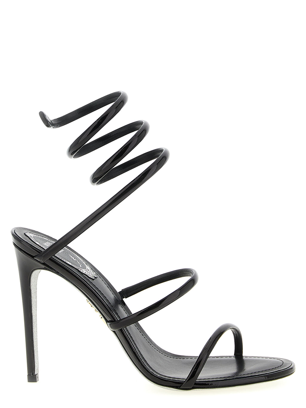 Black Calfskin Stiletto Heel Sandals
