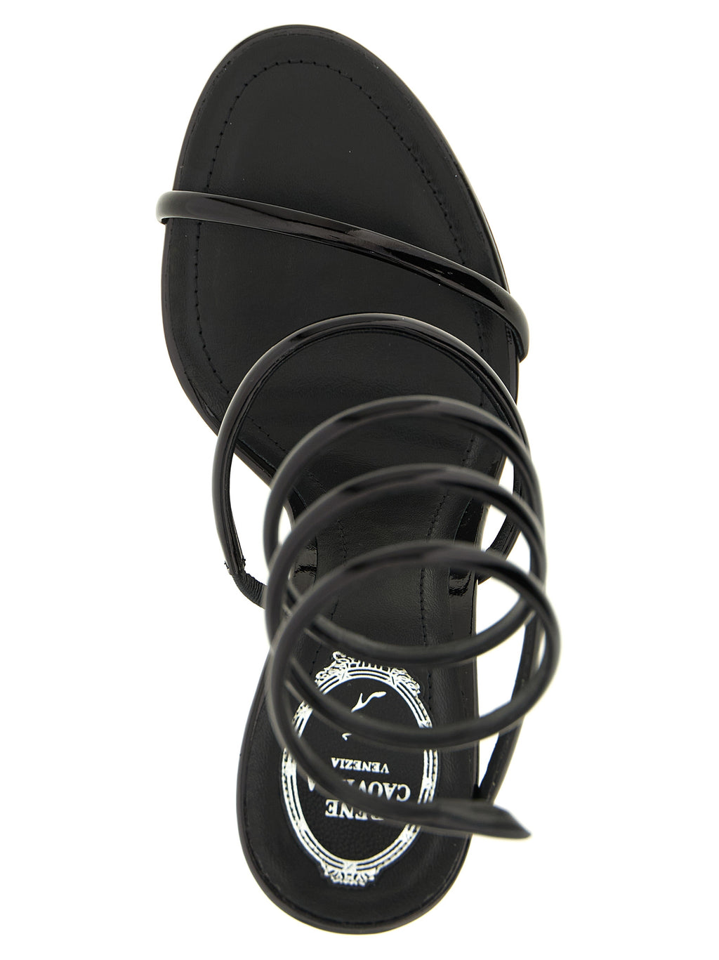 Black Calfskin Stiletto Heel Sandals