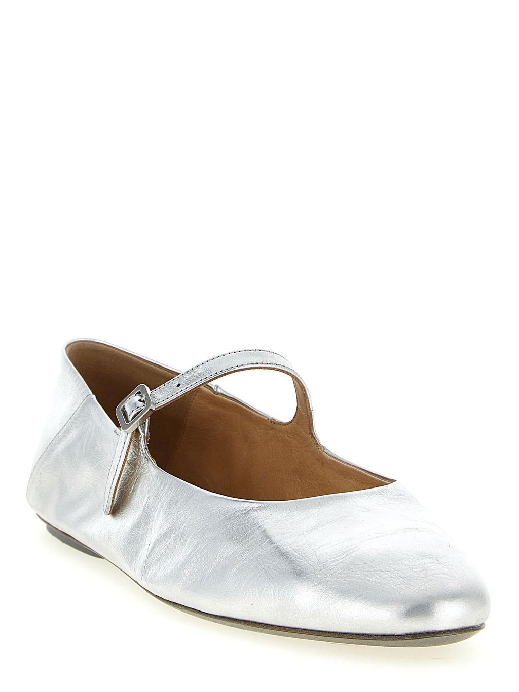Silver Calfskin Ballet Flats