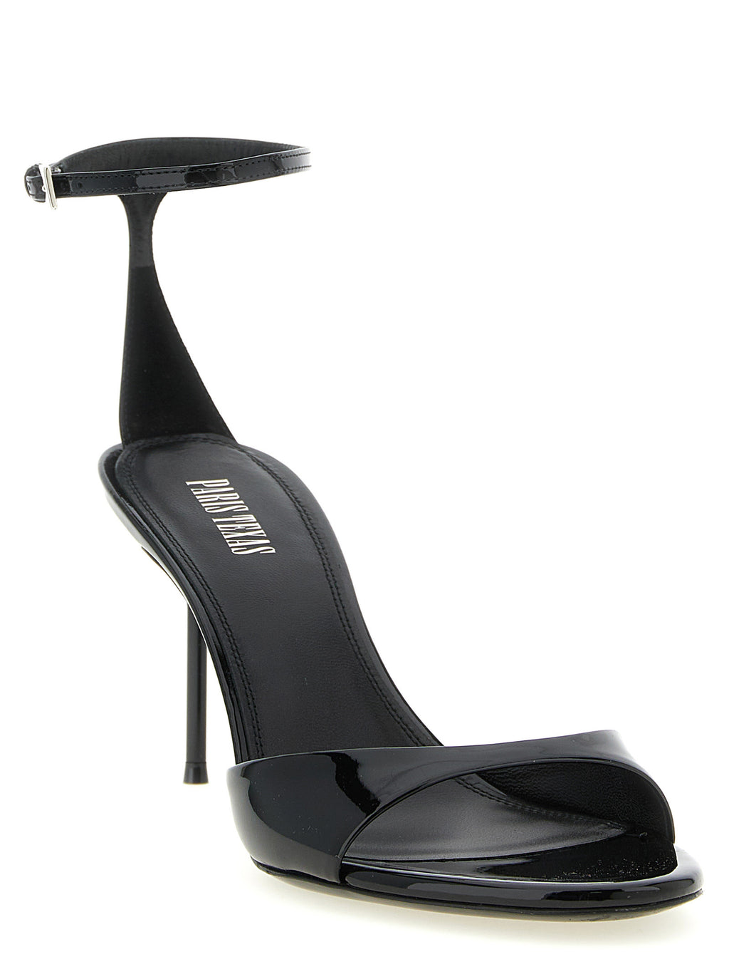 Black Calfskin Stiletto Heel Sandals