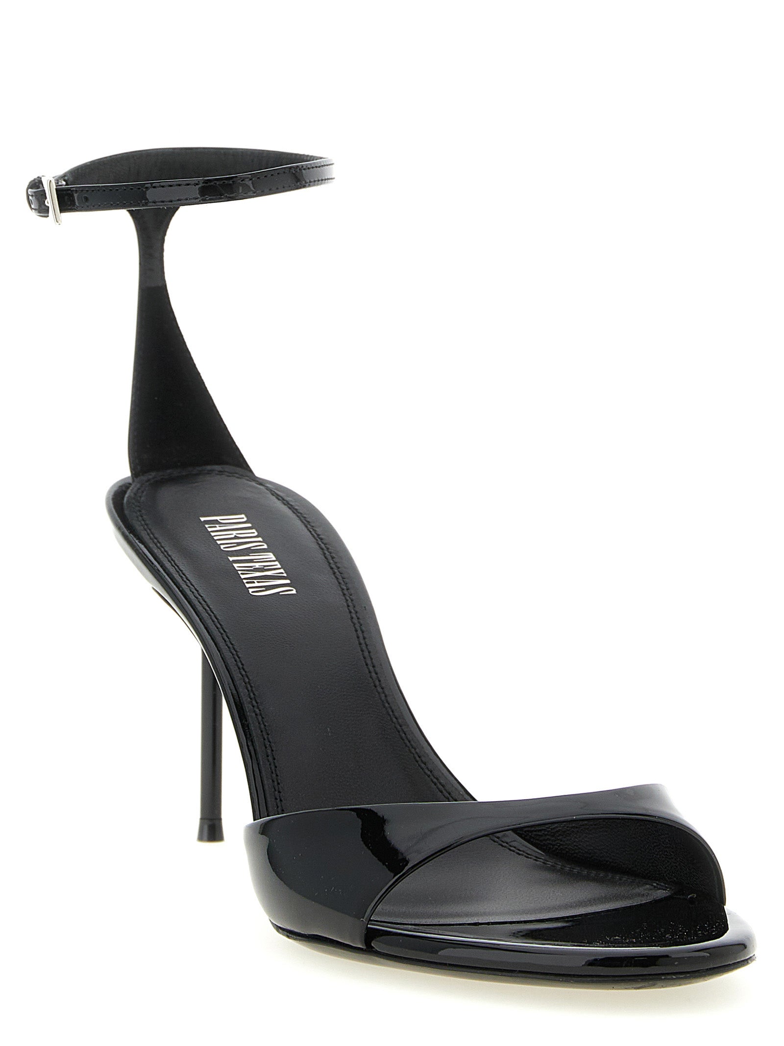 Black Calfskin Stiletto Heel Sandals