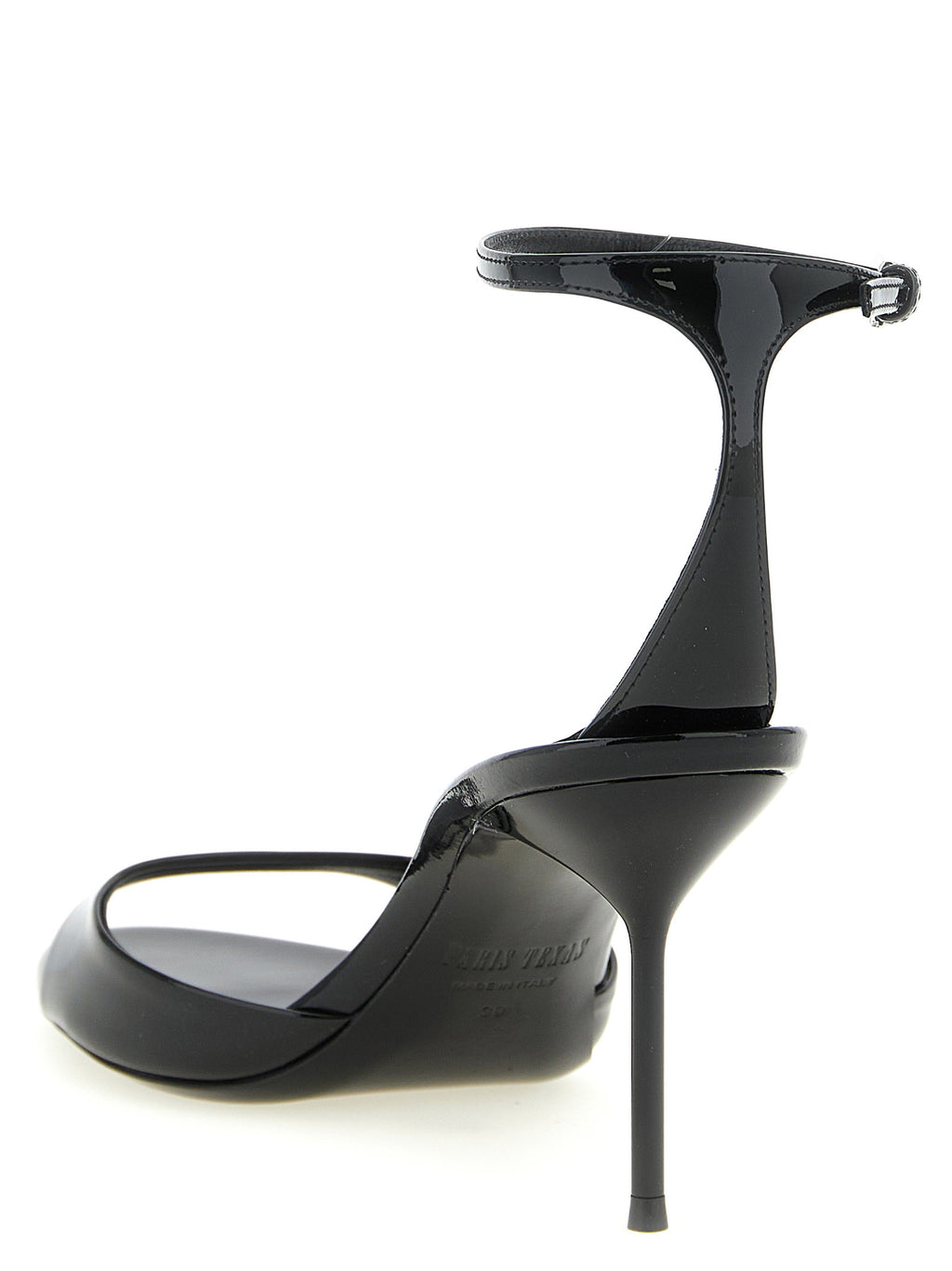 Black Calfskin Stiletto Heel Sandals
