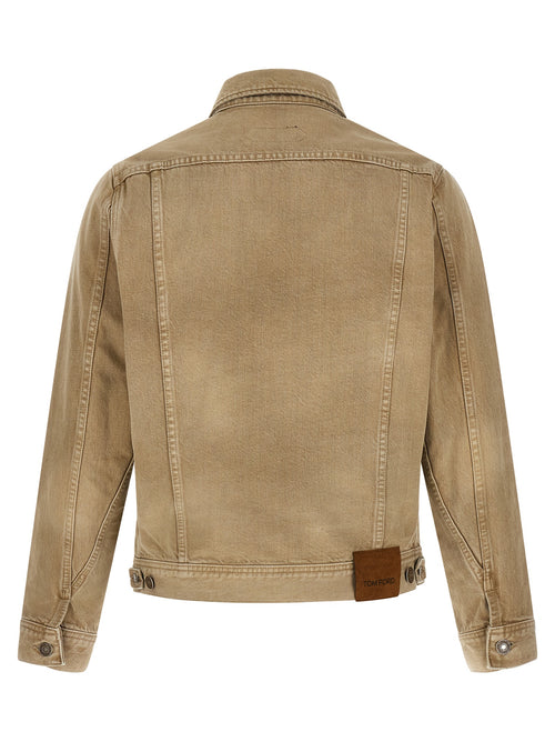 Beige Cotton Denim Jacket