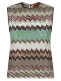 Multicolor Viscose Sleeveles T-Shirt