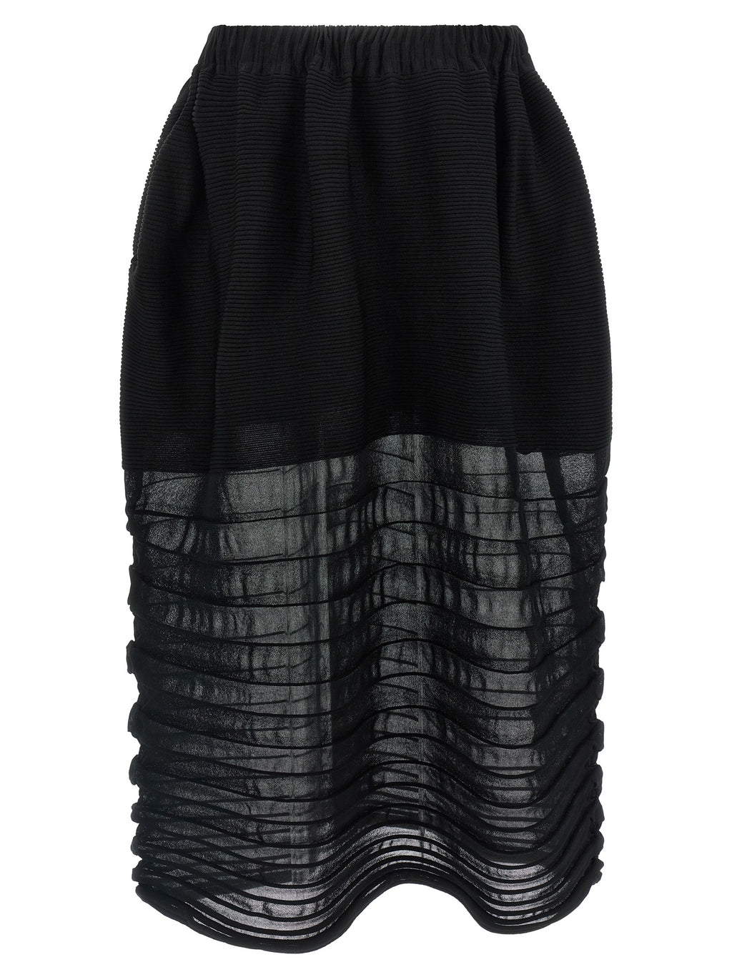 Black Polyester Midi Skirt