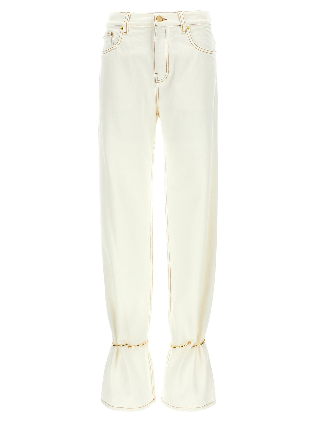 White Cotton Straight-Leg Jeans