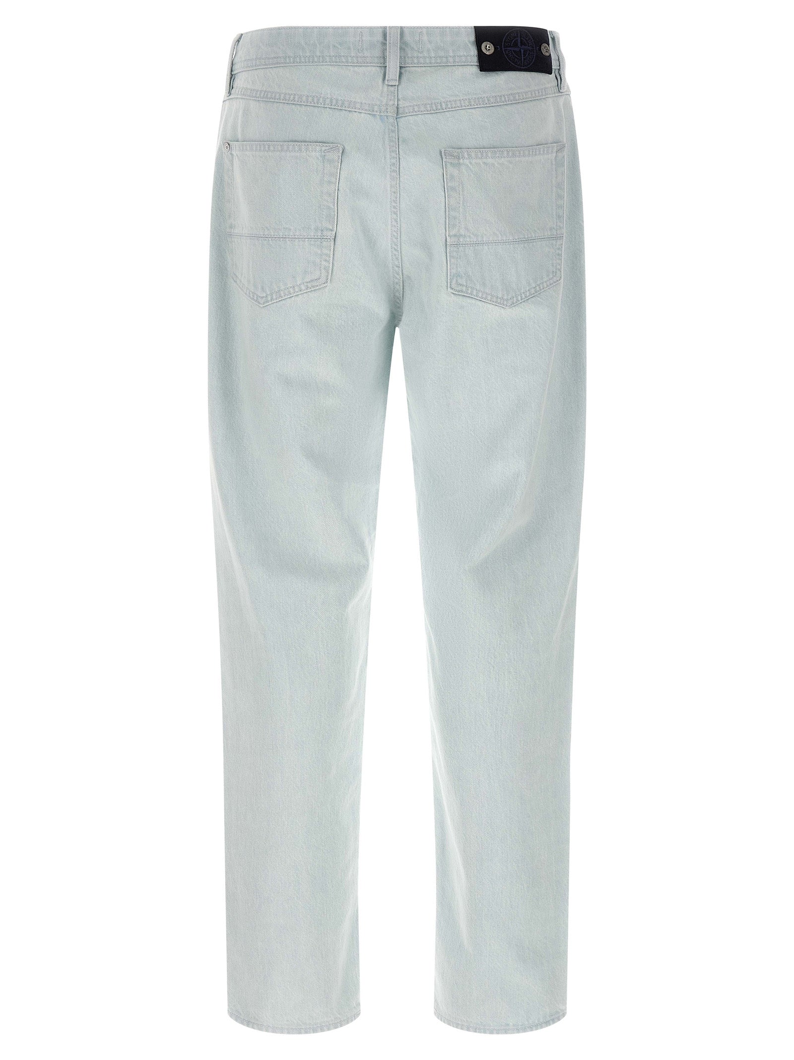 Blue Cotton Straight-Leg Jeans