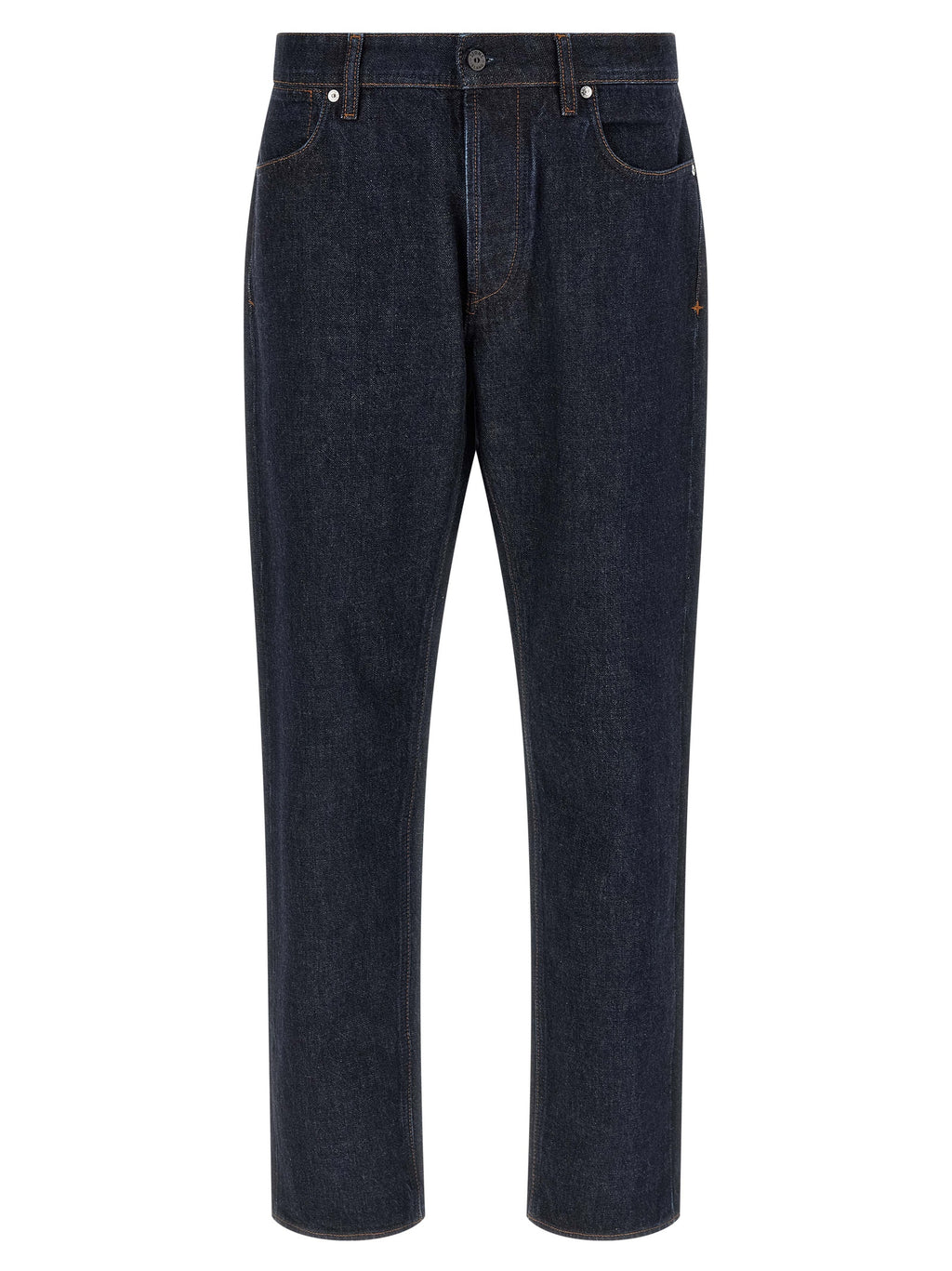 Blue Cotton Straight-Leg Jeans