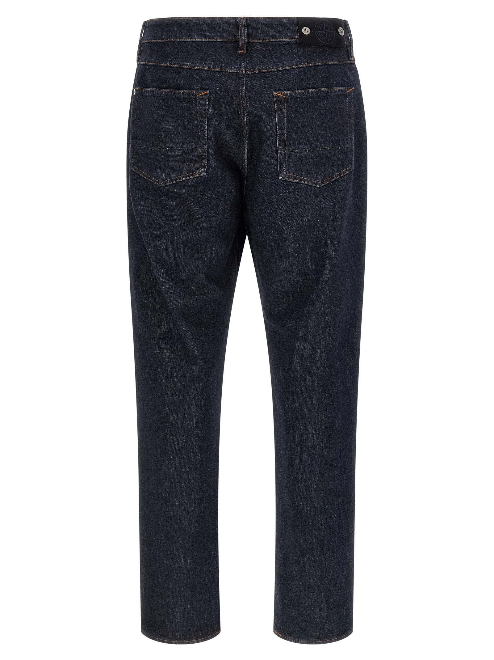 Blue Cotton Straight-Leg Jeans