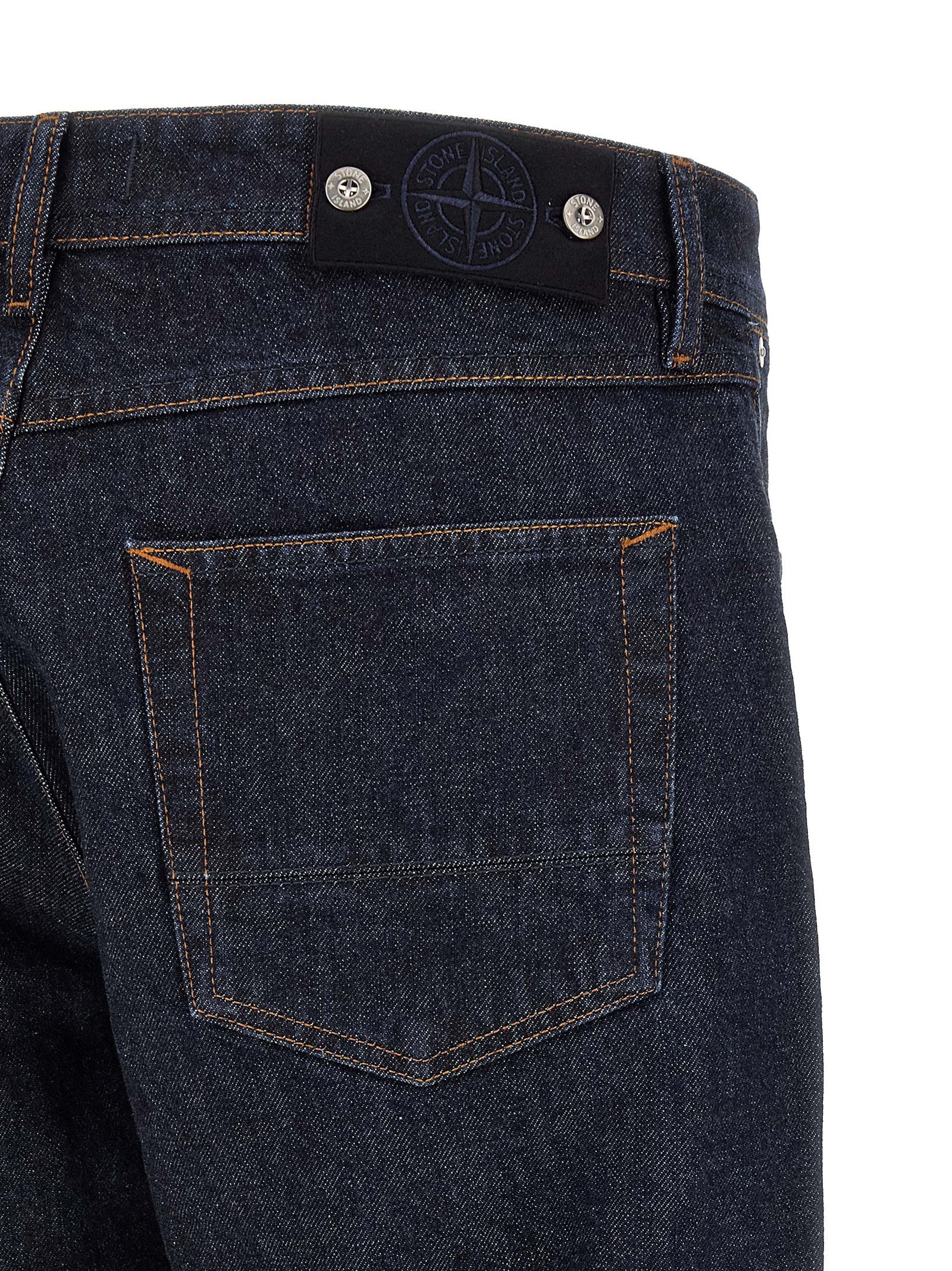 Blue Cotton Straight-Leg Jeans