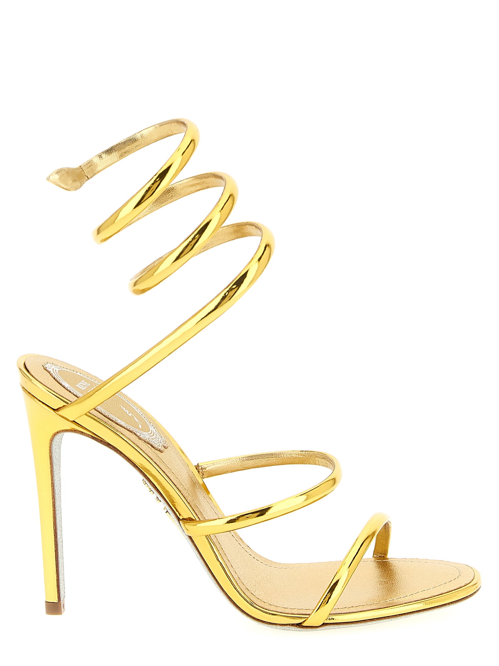 Gold Calfskin Stiletto Heel Sandals