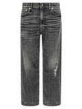 Gray Cotton Boyfriend Jeans