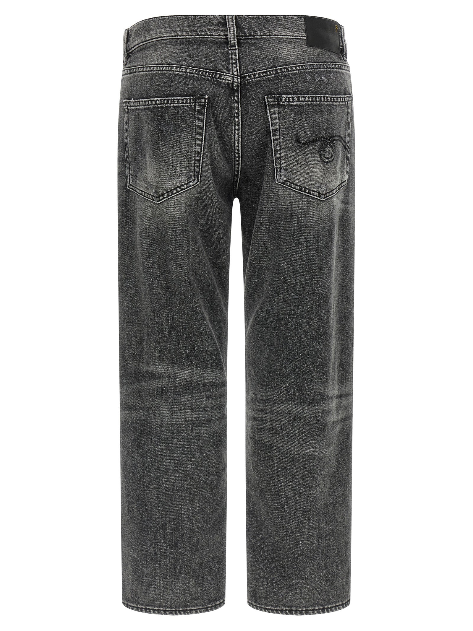 Gray Cotton Boyfriend Jeans