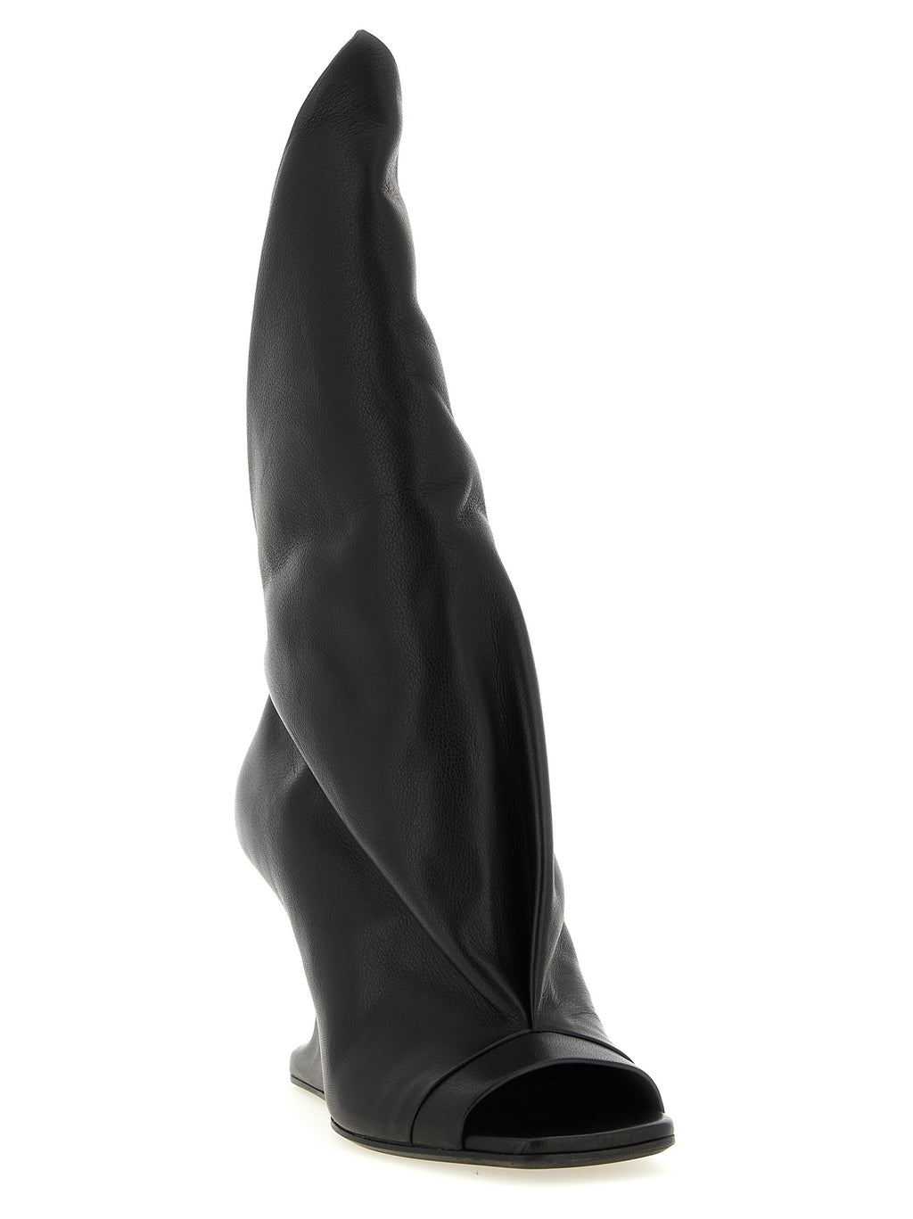 Black Calfskin Stiletto Heel Sandals
