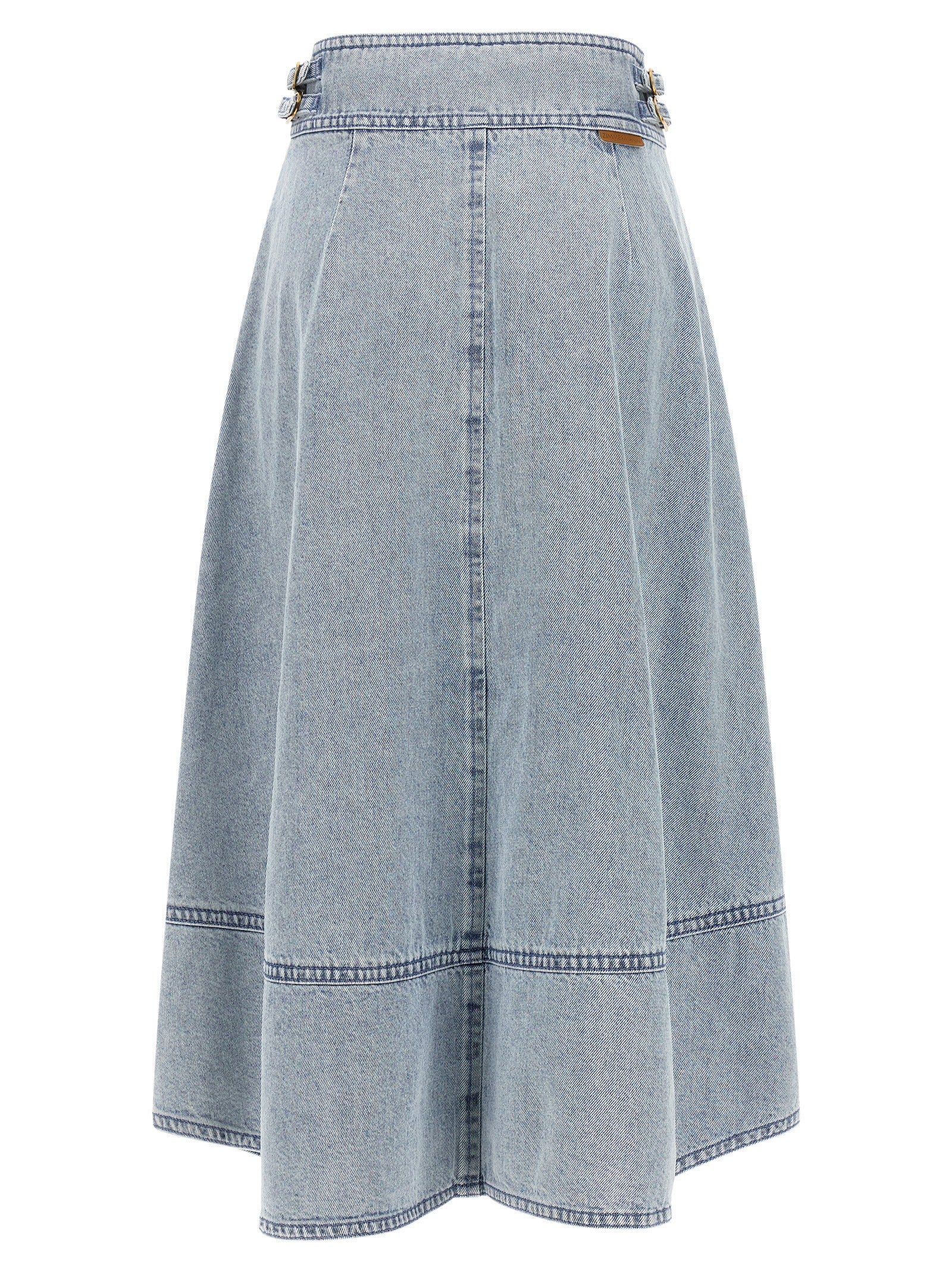 Blue Cotton Midi Skirt