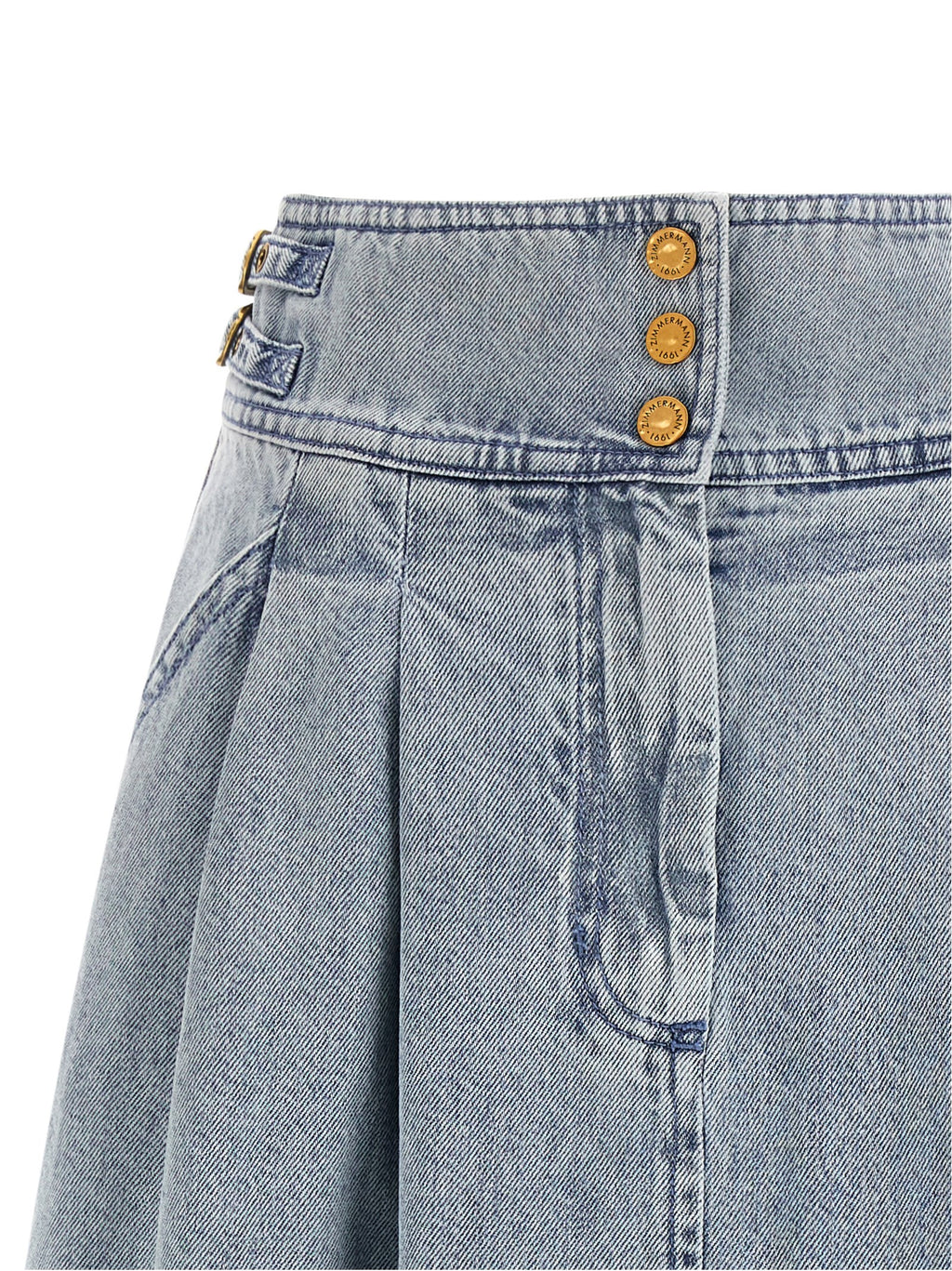 Blue Cotton Midi Skirt