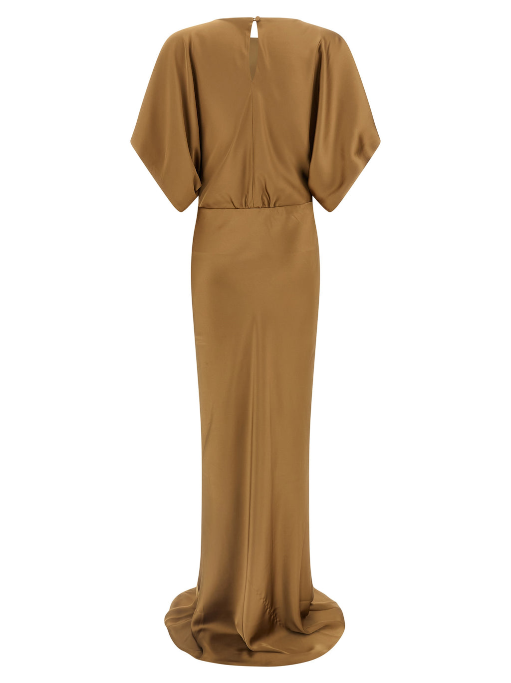 Beige Polyester Long Dress