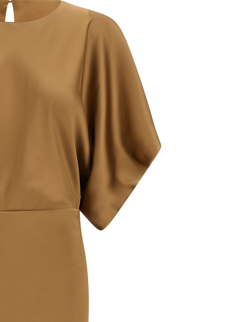 Beige Polyester Long Dress