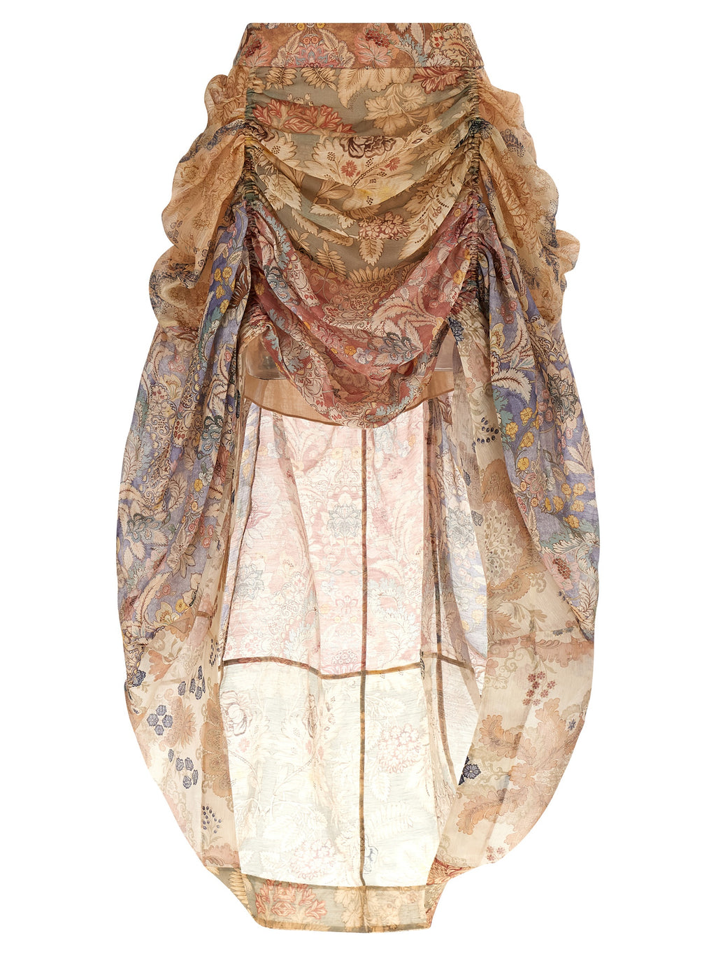 Multicolor Linen Midi Skirt