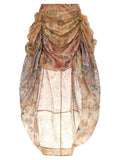 Multicolor Linen Midi Skirt