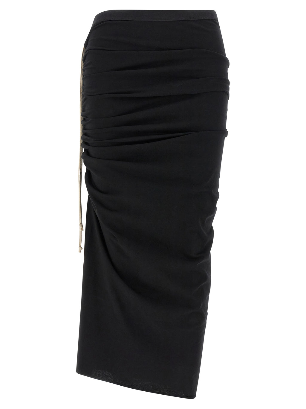 Black Cotton Midi Skirt